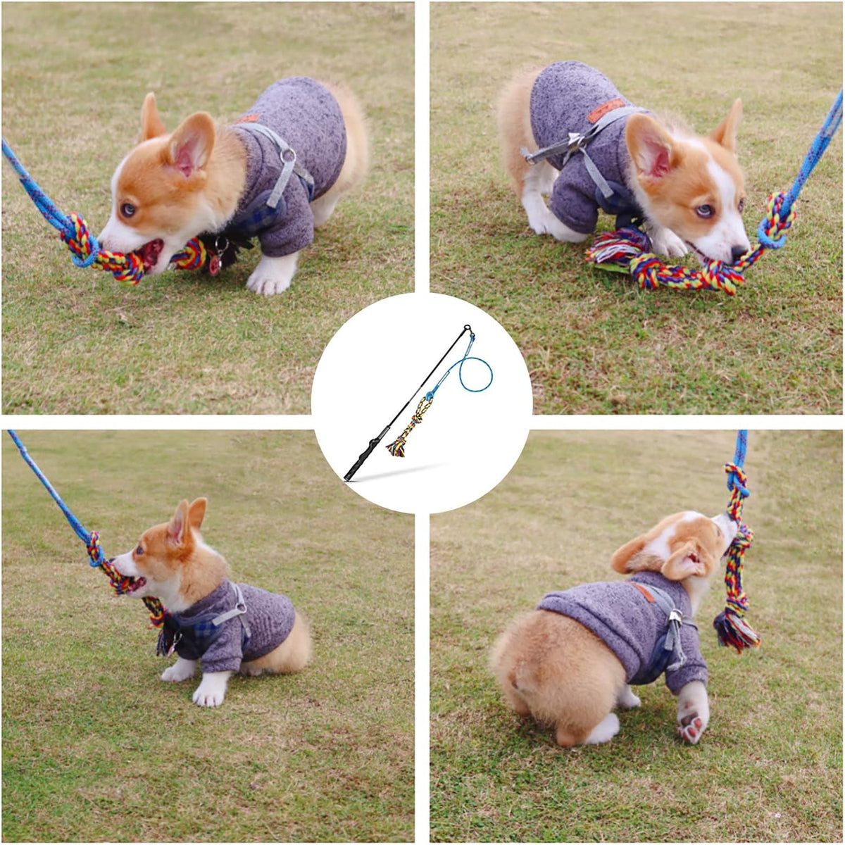 DIBBATU Flirt Pole for Dogs Interactive Dog Toys for Large Medium Small Dogs Chase and Tug of War, Dog Teaser  - view 3