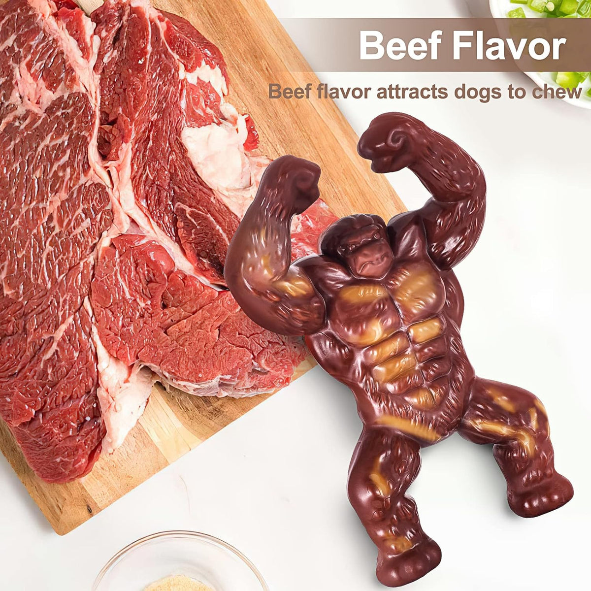 PETSTA Indestructible Dog Toys for Aggressive Chewers, Extreme Tough Toys for Large Dogs, Real Beef Flavored,  - view 3