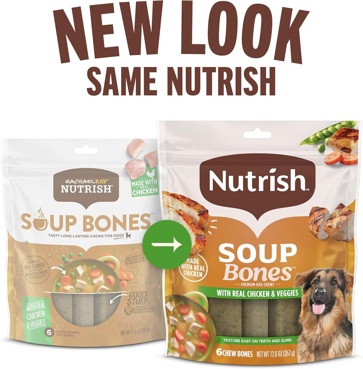 Nutrish Soup Bones Premium Dog Chews with Real Chicken and Veggies, Soft Texture Dog Treats, 11 Chews, Packagi - view 2