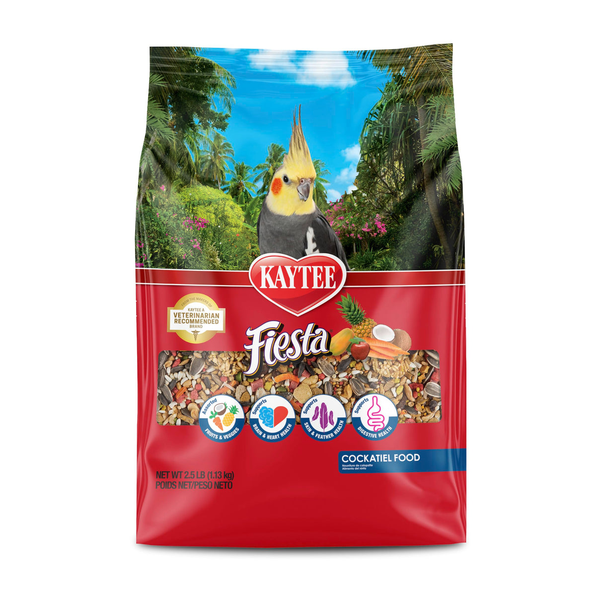Kaytee Fiesta Cockatiel Food, Nutritious and Fun Blend, Supports Skin, Feather, Digestion, Brain and Heart Hea