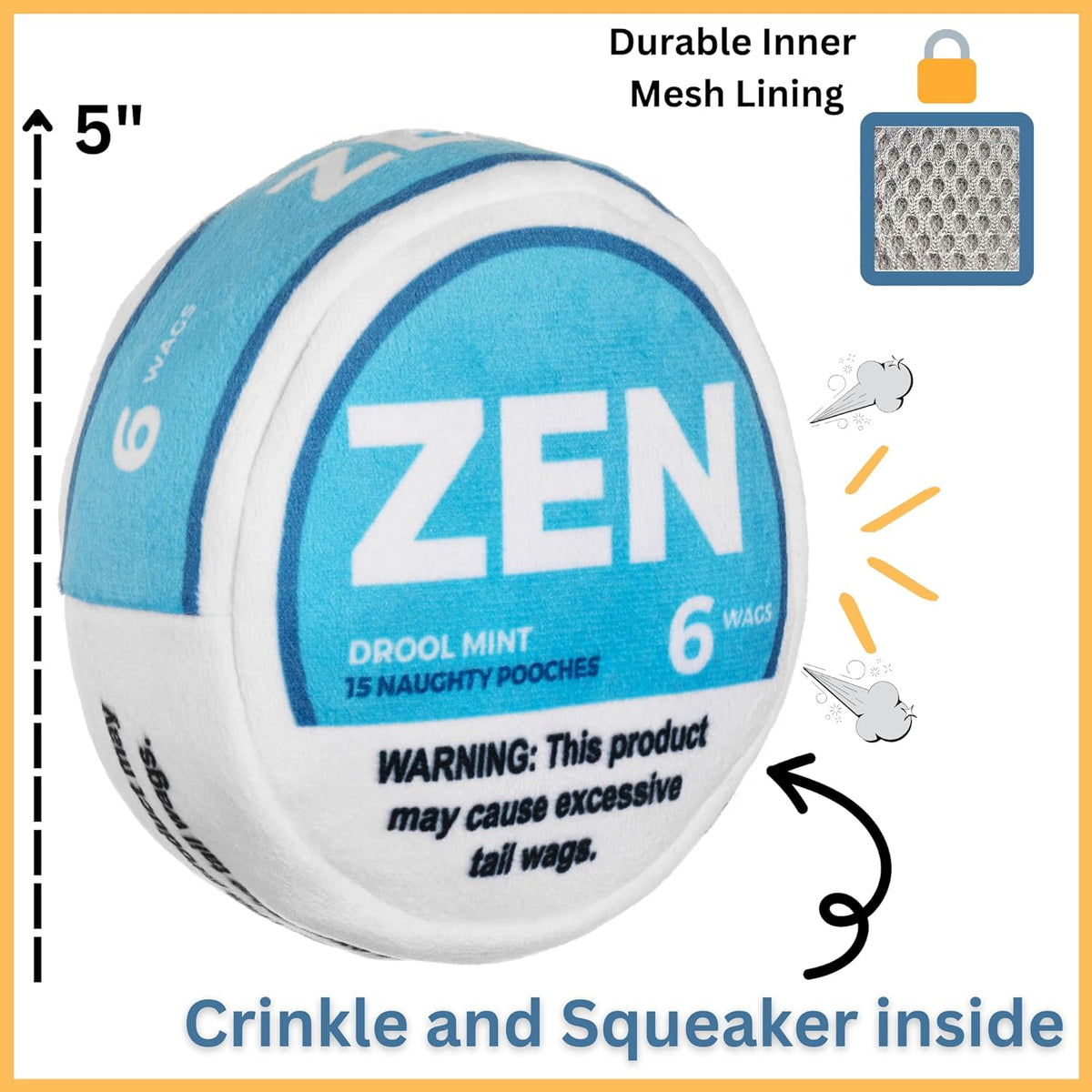 Nestpark Zen Pupper Deckies Parody Dog Toy - Plush Squeaky and Crinkle Funny Dog Toy - Drool Mint - view 5