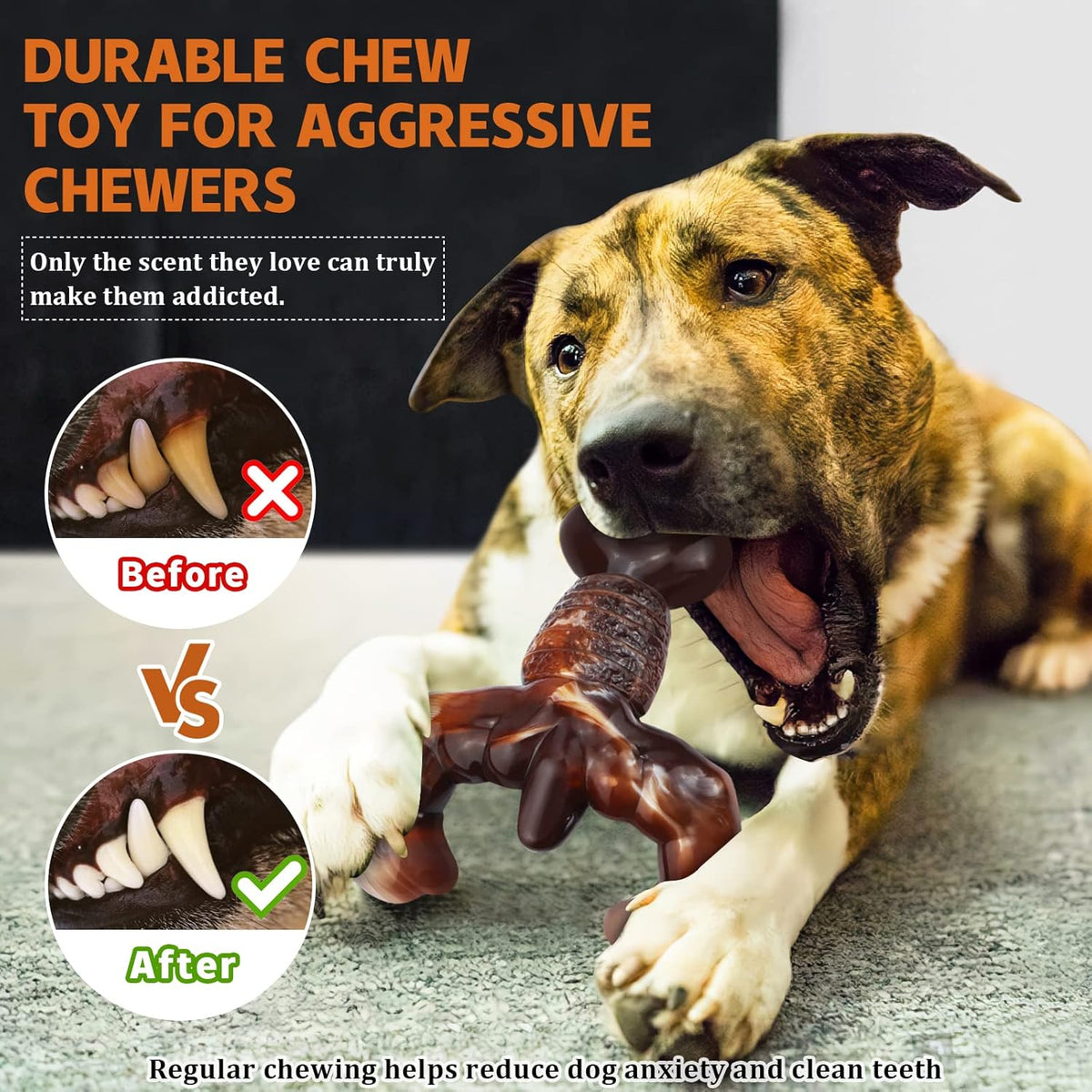 MOXIKIA Dog Chew Toys for Aggressive Chewers Almost Indestructible Dog Toys,Bacon Flavor,Tough Dog Bone Toys f - view 3