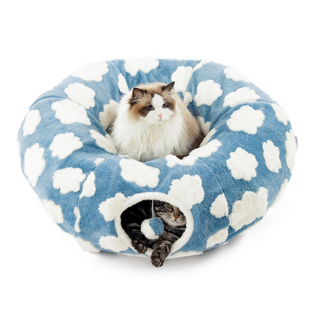 Lesure Cat Tunnel Bed for Indoor Cats - Cute Cat Donut Tunnel Toys for Small Large Cats with Washable Circle C