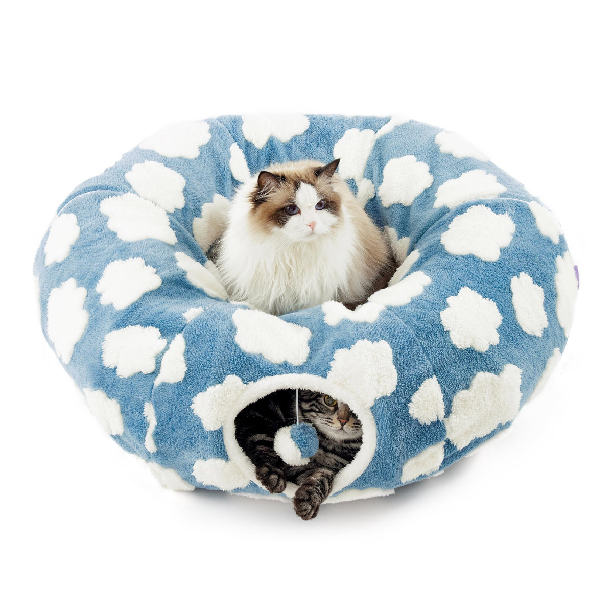 Lesure Cat Tunnel Bed for Indoor Cats - Cute Cat Donut Tunnel Toys for Small Large Cats with Washable Circle C