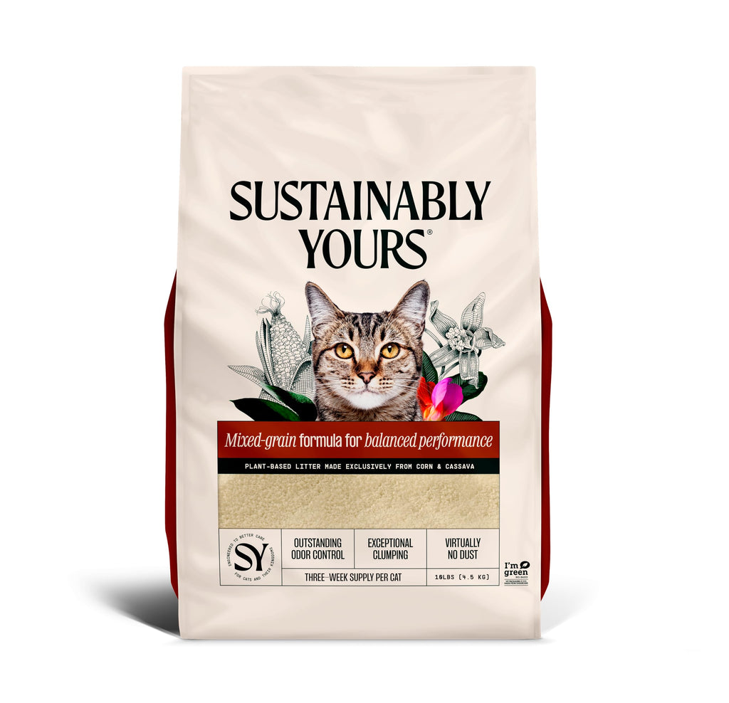 Sustainably Yours Natural Cat Litter, Mixed-Grain Formula, Exceptional Clumping & Odor Control, Virtually No D