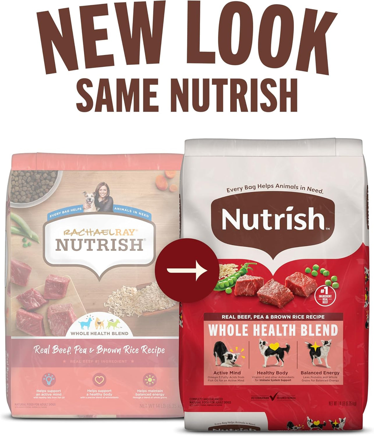 Nutrish Dry Dog Food, Real Beef, Pea & Brown Rice Recipe Whole Health Blend for Adult Dogs, 40 lb. Bag, Packag - view 2