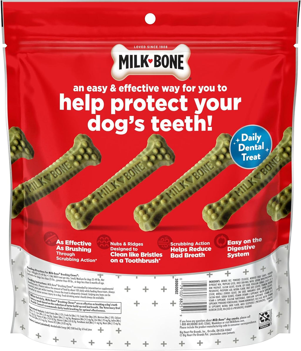 Milk-Bone Brushing Chews Daily Dental Dog Treats, Fresh Mint Flavor, Small/Medium, 25 Count - view 3