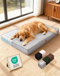 OhGeni Orthopedic Waterproof Dog Bed for Large Dogs, Machine-Washable Removable Cover in Easy-Clean Fabric, Hi