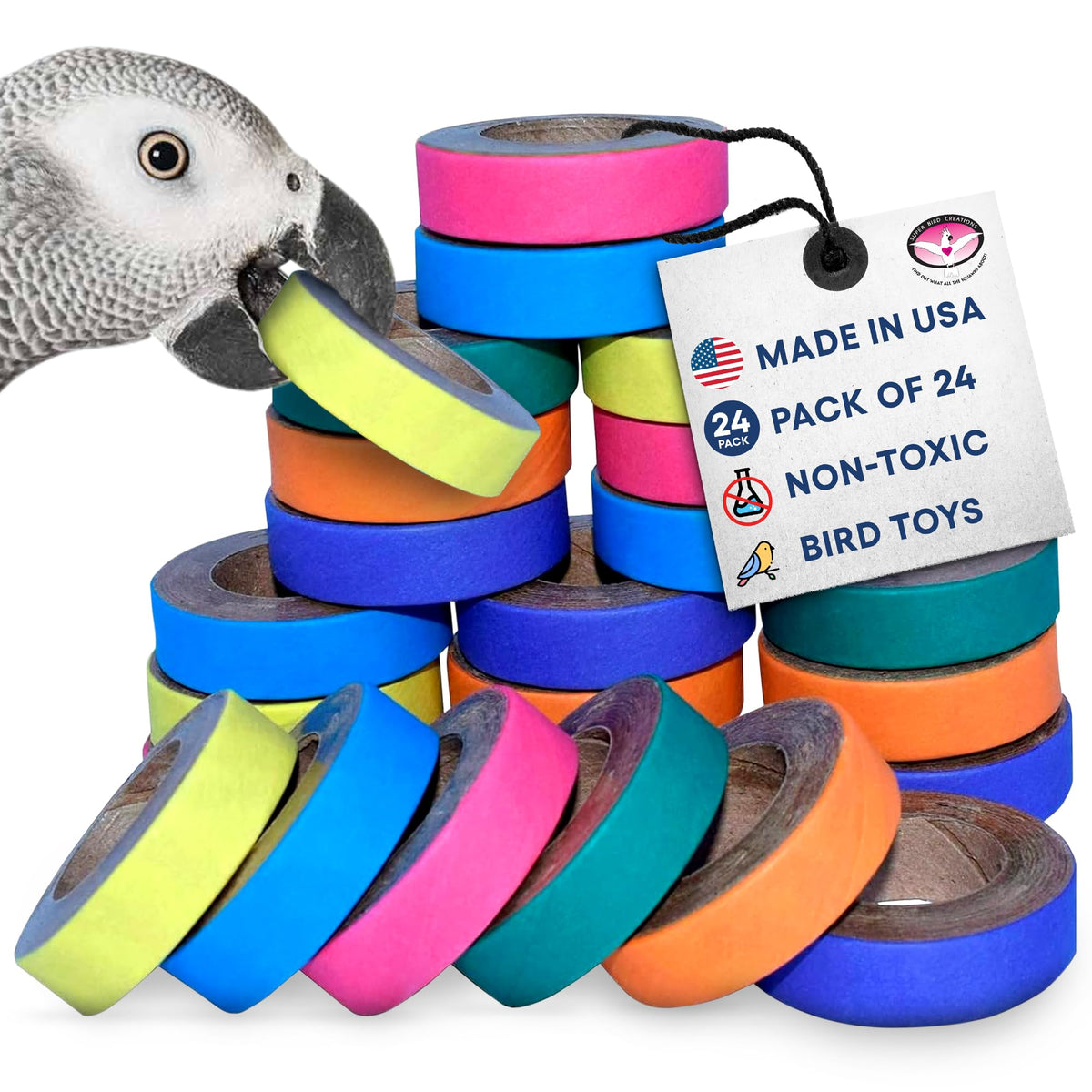 Super Bird Creations SB1155 Fatty Bagels - Durable Cardboard Core Bird Toy Components, Ideal for Parrots, Chew