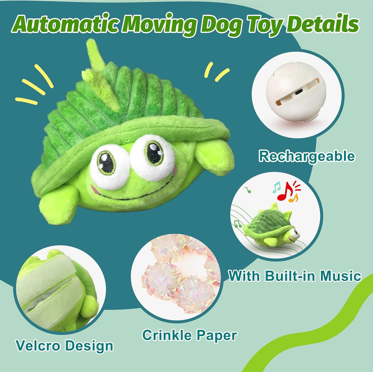 GUKCO Interactive Moving Dog Toys – Plush Chew Toy with Bouncing Ball, Music & Recording | Rechargeable Self-P - view 4