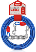 Petbobi Dog Tie-Out Cable 30ft -Heavy Duty Dog Lead Up to 120 lbs, Outdoor Leash Metal Cable with Shock Spring