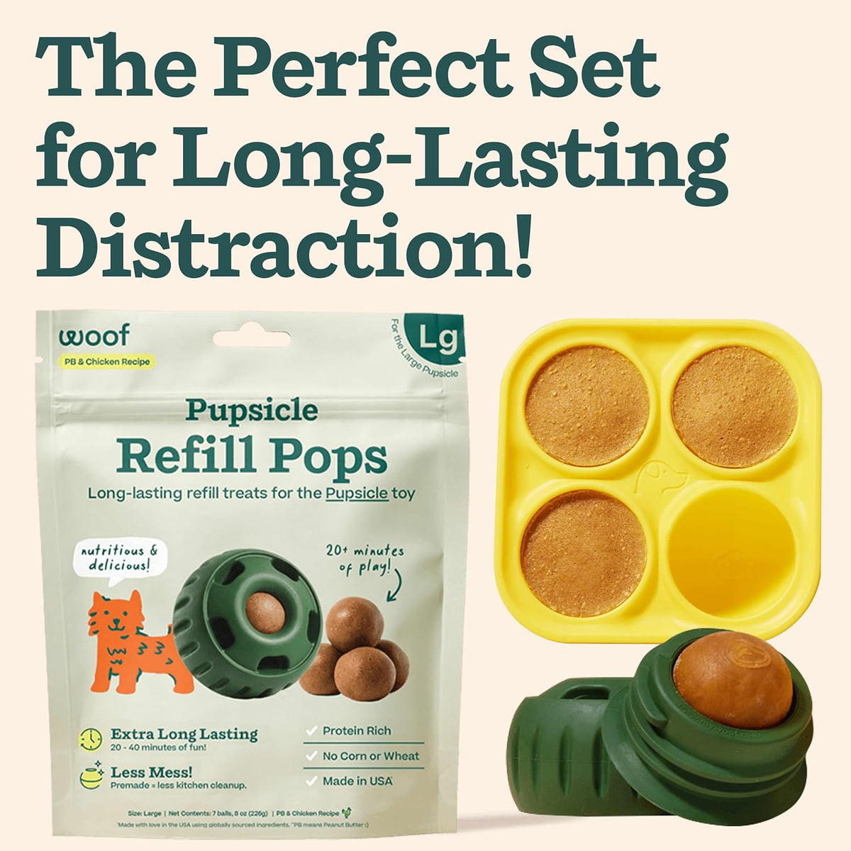 WOOF Starter Pack - Interactive Dog Toys for Boredom - Dog Treat Molds Silicone - Chicken-Flavored Healthy Tre - view 2
