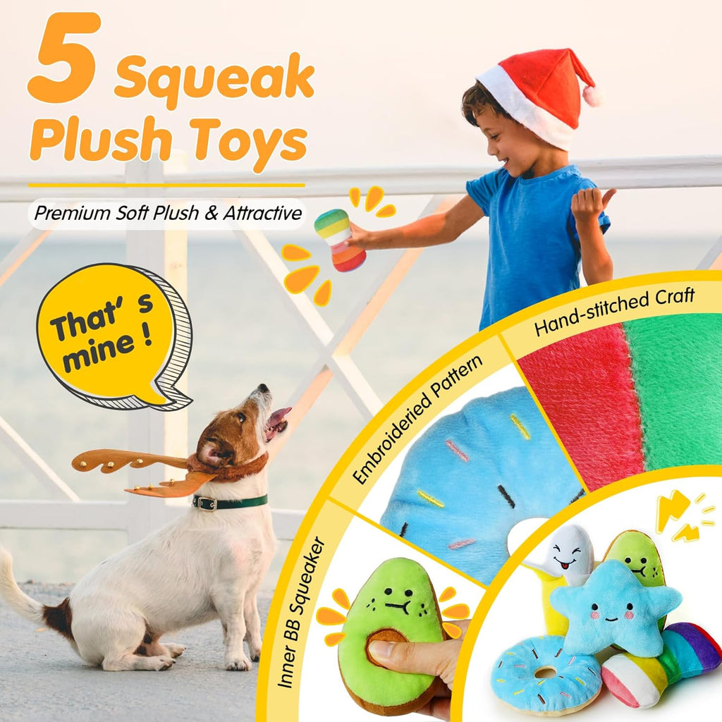 Zeaxuie 25 Pack Luxury Dog Chew Toys for Puppy, Dog Toys with Ropes, Treat Ball and Squeaky Puppy Toys for Tee - view 2