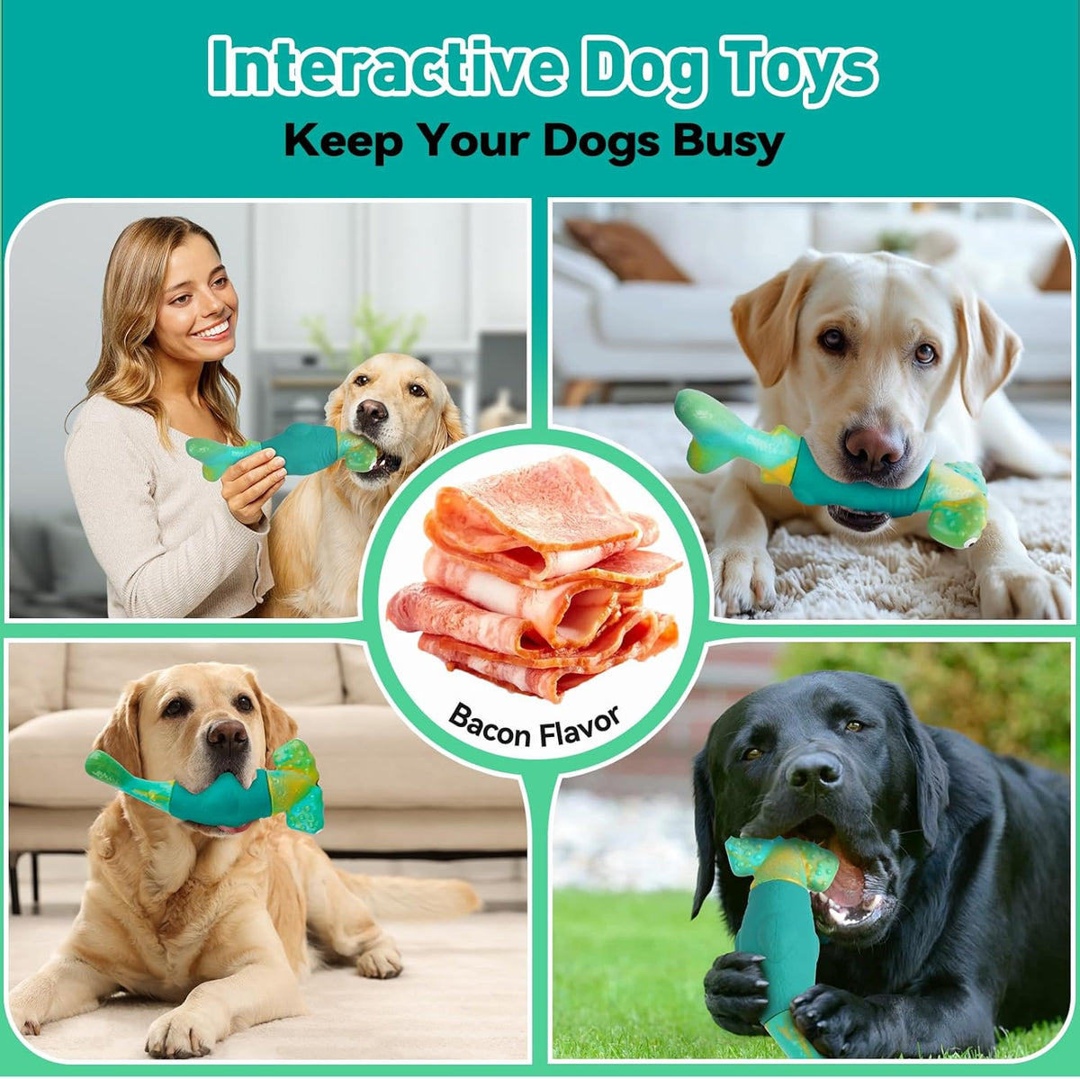 Dog Toys for Aggressive Chewers, Interactive Dog Chew Toys for Large Dogs, Squeaky Chew Toys to Keep Them Busy - view 5
