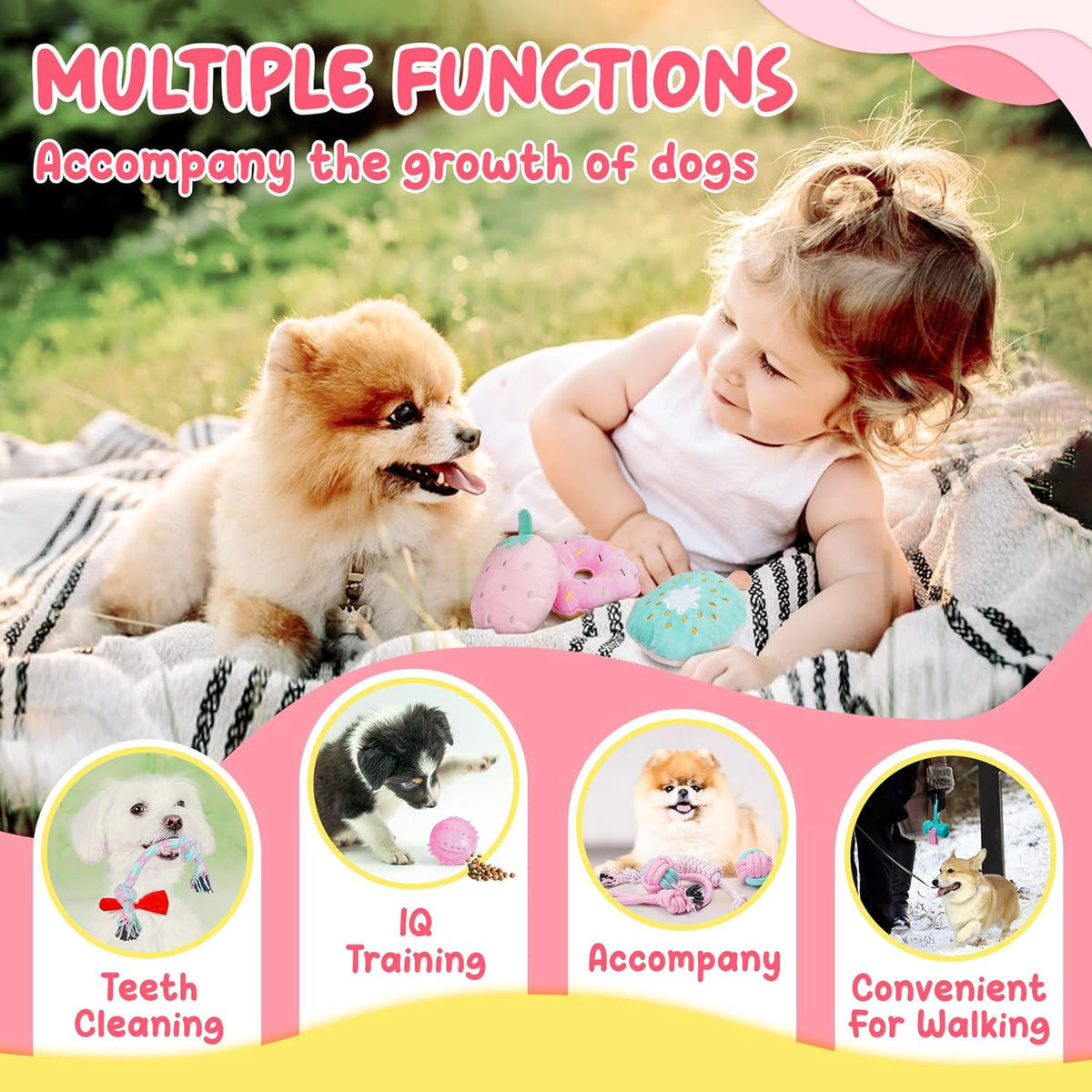XIUGOAL Pink Puppy Toys for Boredom - 23 Pack Puppy Chew Toys for Teething, Interactive Dog Toys for Puppies,  - view 4