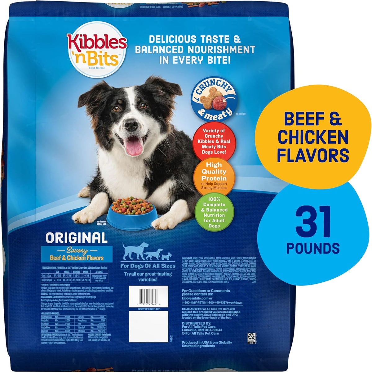 Kibbles 'n Bits Original Savory Beef & Chicken Flavor Dry Dog Food, 31 Pound Bag - view 3