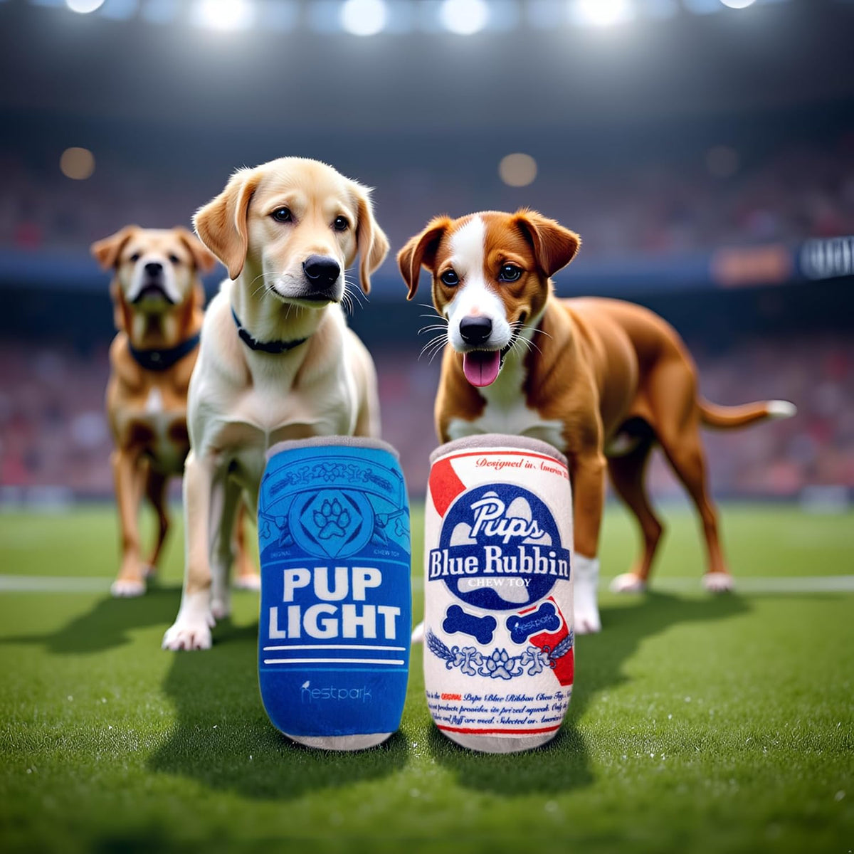 Nestpark Pup Light and Pups Blue Rubbin - Parody Beer Dog Toys - Funny Plush Squeaky and Crinkle Dog Toys Dog  - view 2