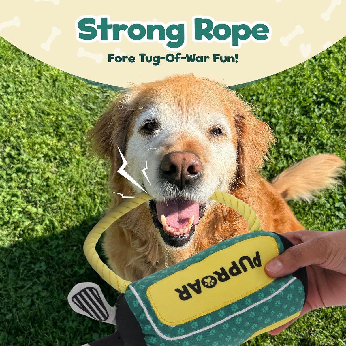 PUPROAR Golf Dog Toy – Funny Dog Christmas & Birthday Gift with Squeaker Rope & Crinkle, Fun & Interactive Pup - view 5