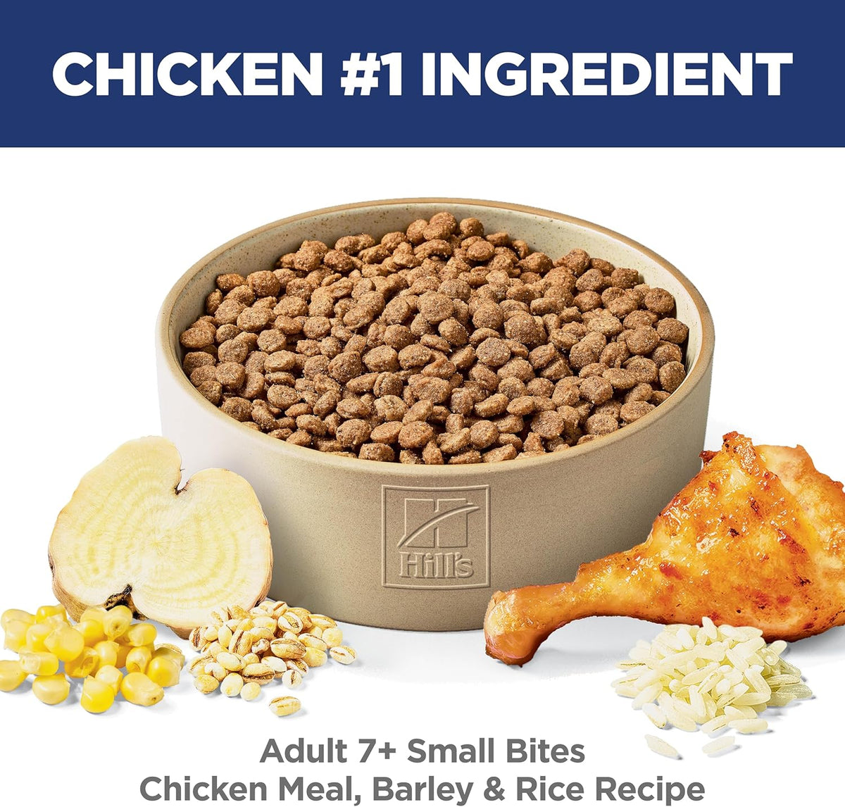 Hill's Science Diet Adult 7+, Senior Adult 7+ Premium Nutrition, Small Kibble, Dry Dog Food, Chicken, Brown Ri - view 3