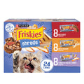 Purina Friskies Gravy Wet Cat Food Variety Pack, Shreds With Beef, With Chicken, and Turkey and Cheese Dinner 