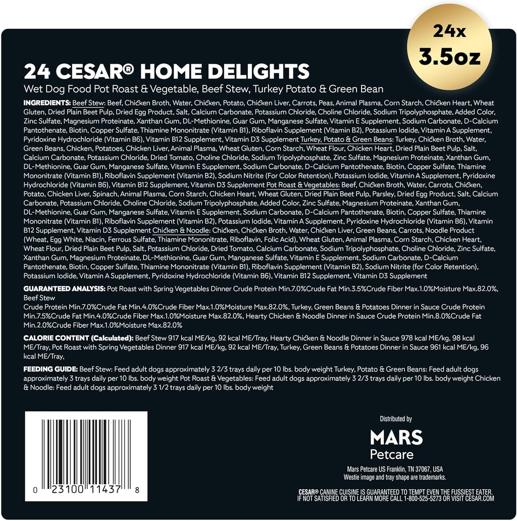 Cesar Home Delights Adult Wet Dog Food, Pot Roast with Spring Vegetables, Beef Stew, Turkey, Green Beans, & Po - view 3