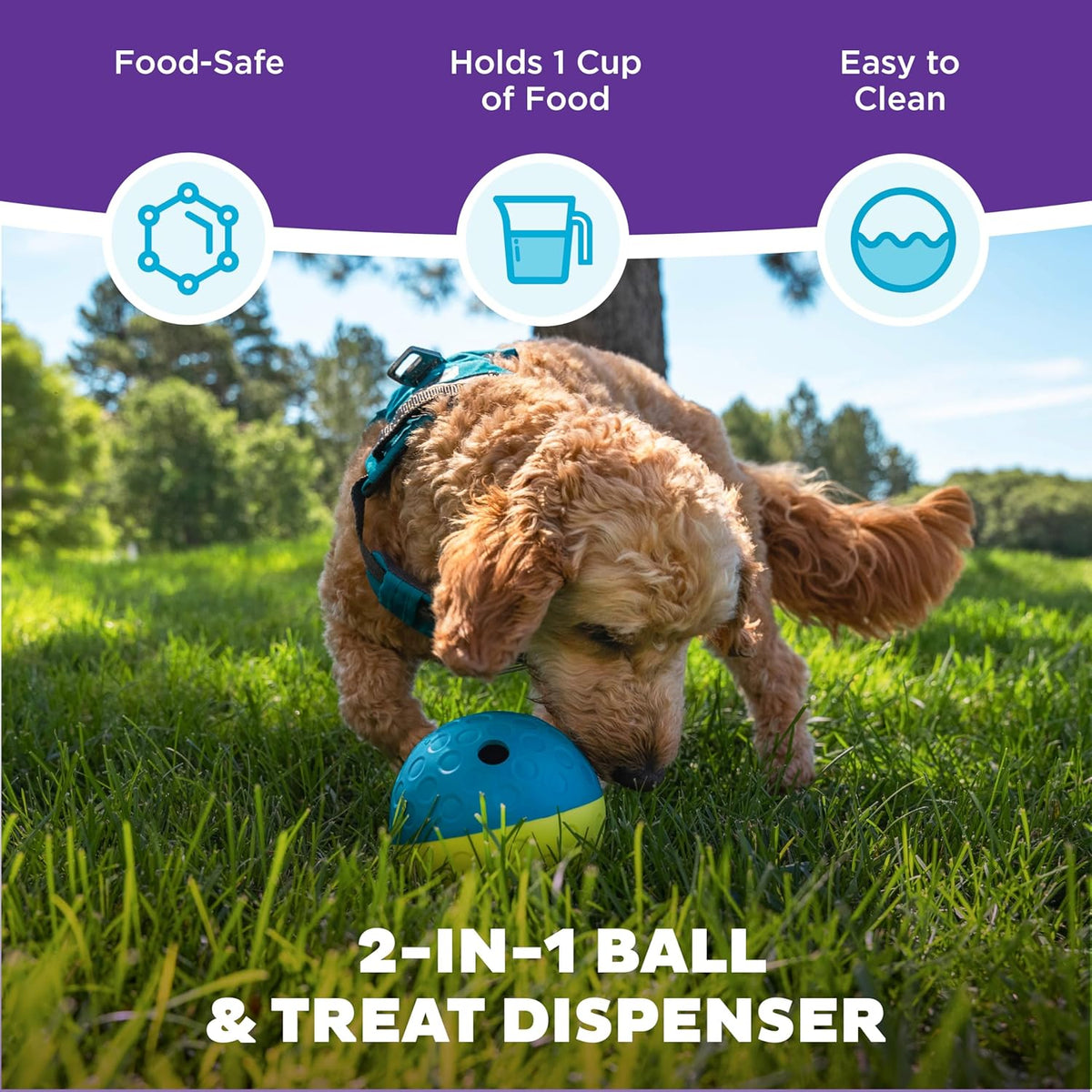 Outward Hound by Nina Ottosson Treat Tumble – Interactive Food-Dispensing Dog Puzzle Ball, Level 1 Beginner, S - view 2
