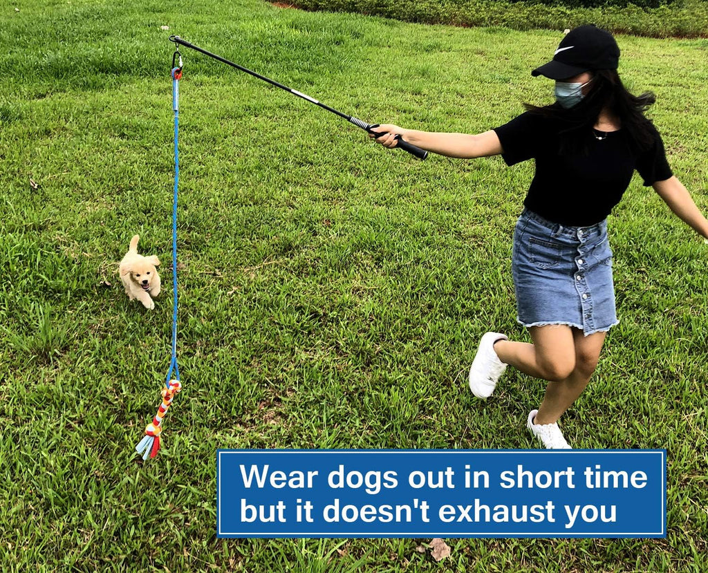 Interactive Flirt Pole Toy for Dogs Chase and Tug of War,Durable Teaser Wand with Pet Fleece Rope Tether Lure  - view 2