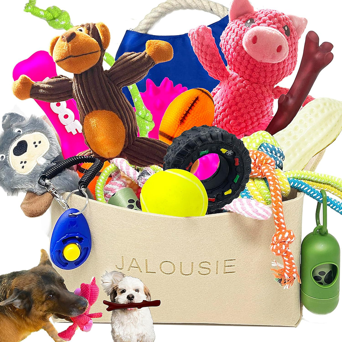 Jalousie Multipack Dog Squeaky Toys Bulk Bundle Pup Toy - Puppy Toys for Pets for Small Medium Breed (24 PCs G