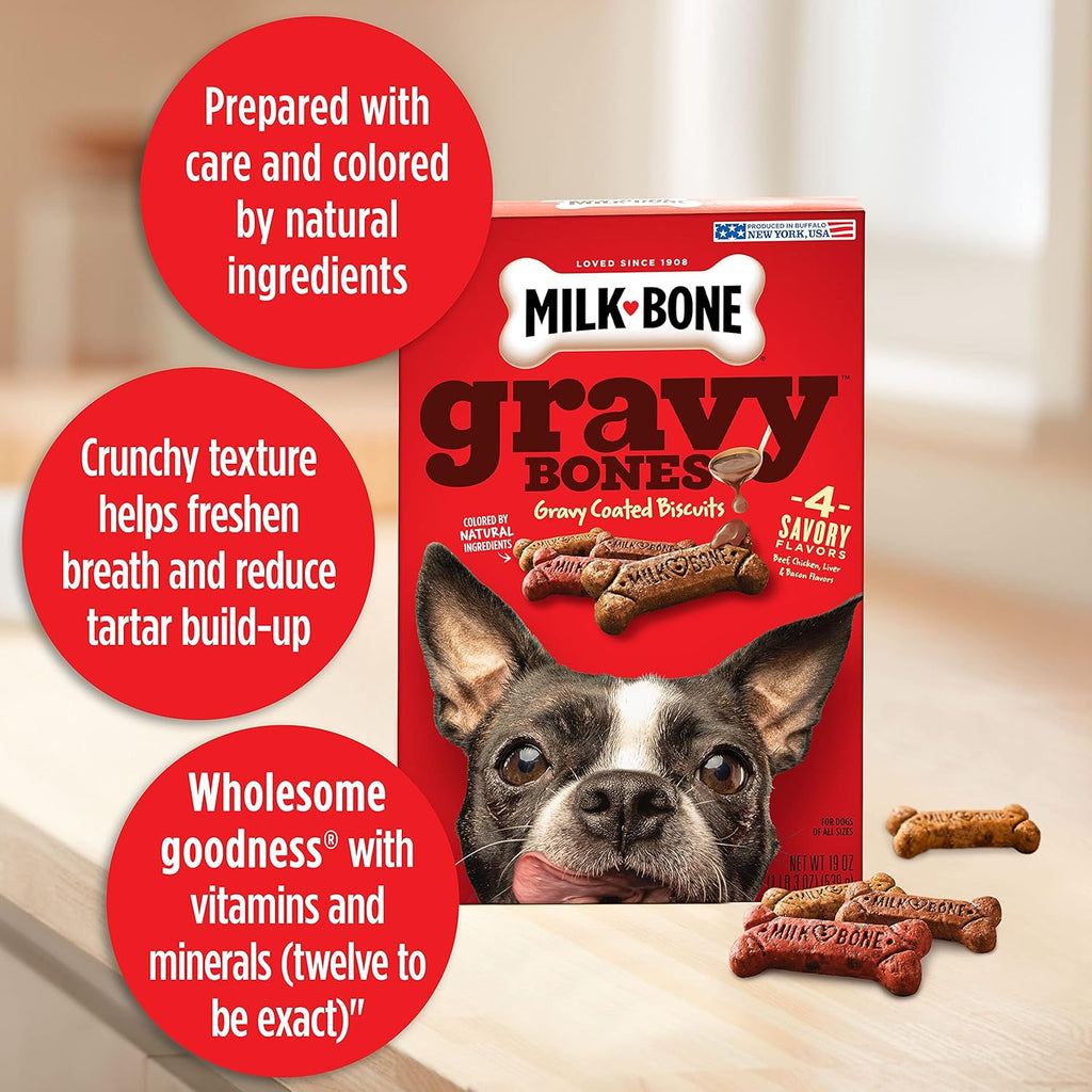 Milk-Bone Gravy Bones Dog Treats with 4 Savory Meat Flavors Coated in Gravy, 7 Pound - view 5