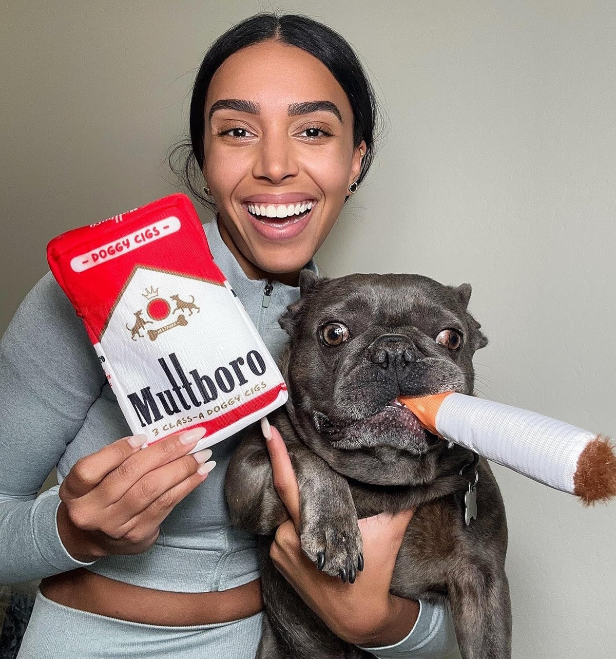 Nestpark Muttboro Doggy Cigs Funny Dog Toys - Parody Plush Squeaky Crinkle Interactive Dog Toy - Hide and Seek - view 2