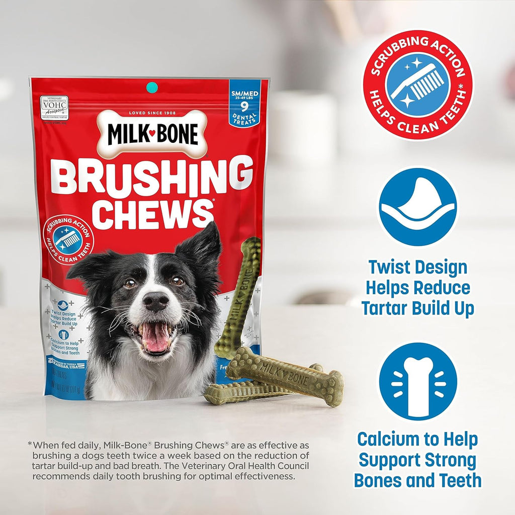 Milk-Bone Brushing Chews Daily Dental Dog Treats, Fresh Mint Flavor, Small/Medium, 25 Count - view 5