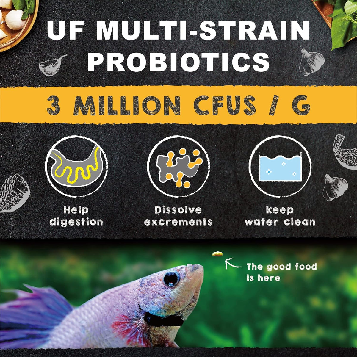 Ultra Fresh Betta Fish Food, Pro Shrimp Patties, 50% Sword Prawns + Akiami Paste Shrimps, All Natural Protein, - view 4