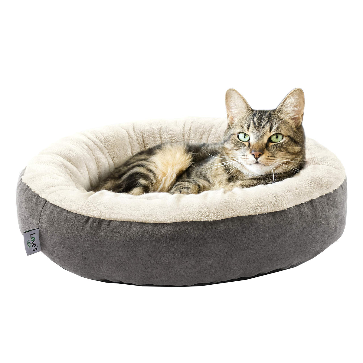 Love's cabin Round Donut Cat and Dog Cushion Bed, 20in Bed for Cats or Small Dogs, Anti-Slip & Water-Resistant