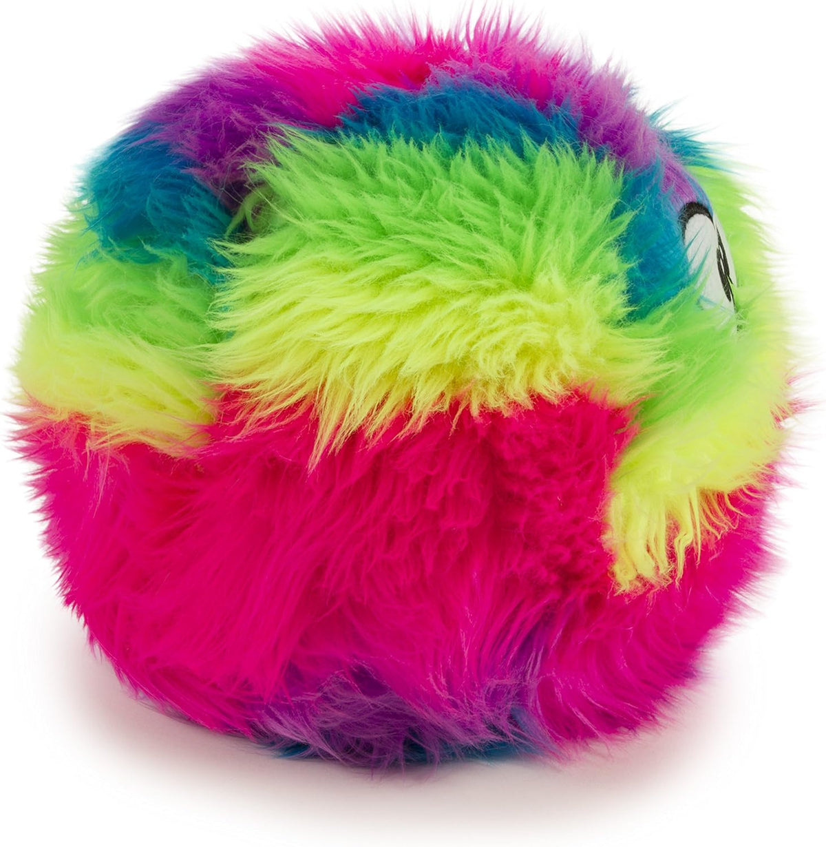 goDog Furballz Squeaky Plush Ball Dog Toy, Chew Guard Technology - Rainbow, Large - view 2