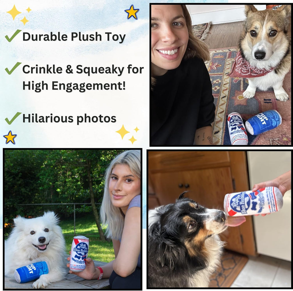 Nestpark Pup Light and Pups Blue Rubbin - Parody Beer Dog Toys - Funny Plush Squeaky and Crinkle Dog Toys Dog  - view 8