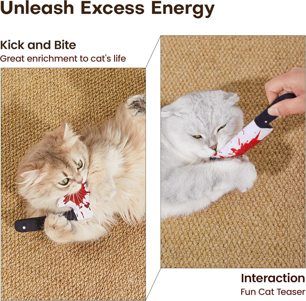 Potaroma 4Pcs Cat Toys, Horror Halloween Knife-Shaped Kitten Catnip Crinkly Sound Toys, Indoor Exercise for Al - view 5