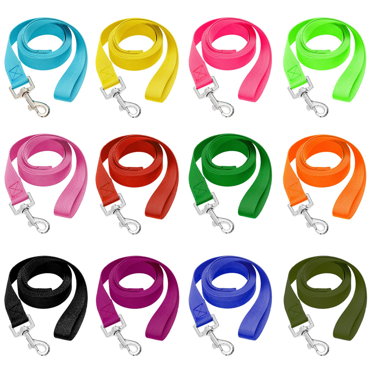 12 Pcs Dog Leashes for Small Medium Large Dogs, 6FT Lead Short Dog Leash with Swivel Hook for Walking, Trainin
